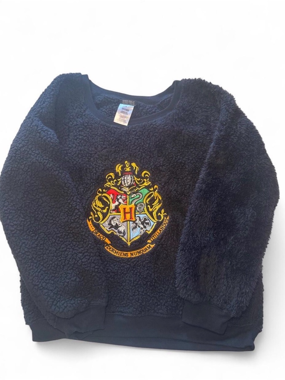 Warner Bros. Harry Potter Black Sherpa Pullover with Embroidered Crest